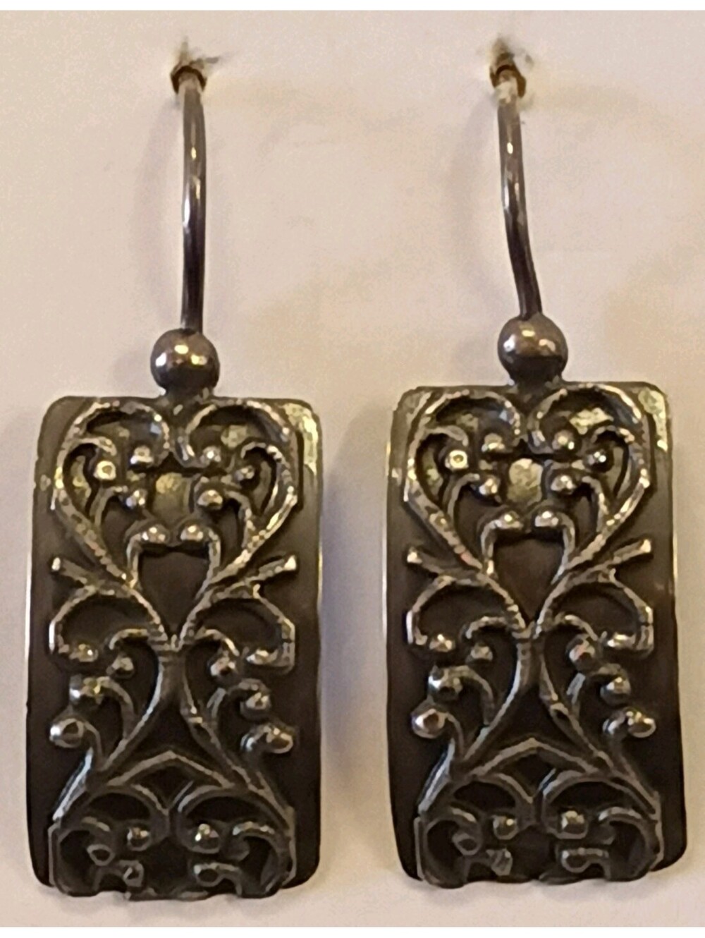SILPADA W1517 VINTAGE STERLING 925 BOXY FILIGREE HOOK DANGLE EARRINGS